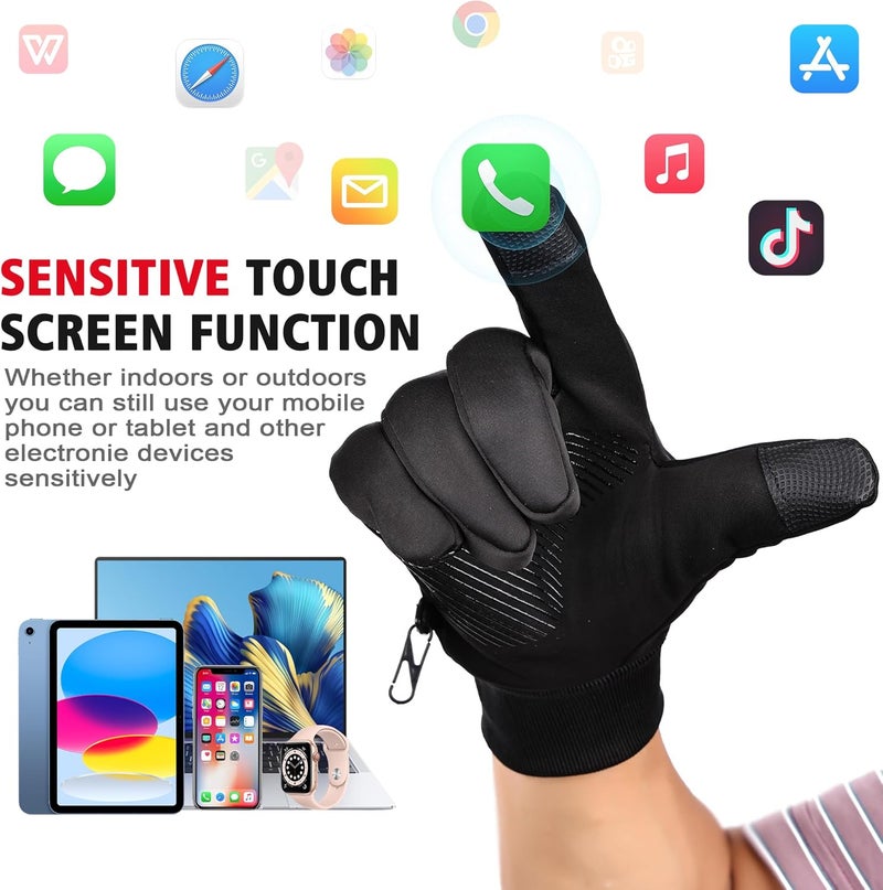 SSAXIGC Winter Waterproof Gloves with Touchscreen Fingers for Men Women ，Windproof Liner Thermal for Running Cycling Driving Hiking - Image 2